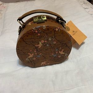 Patricia Nash leather handbag floral tan n brown
